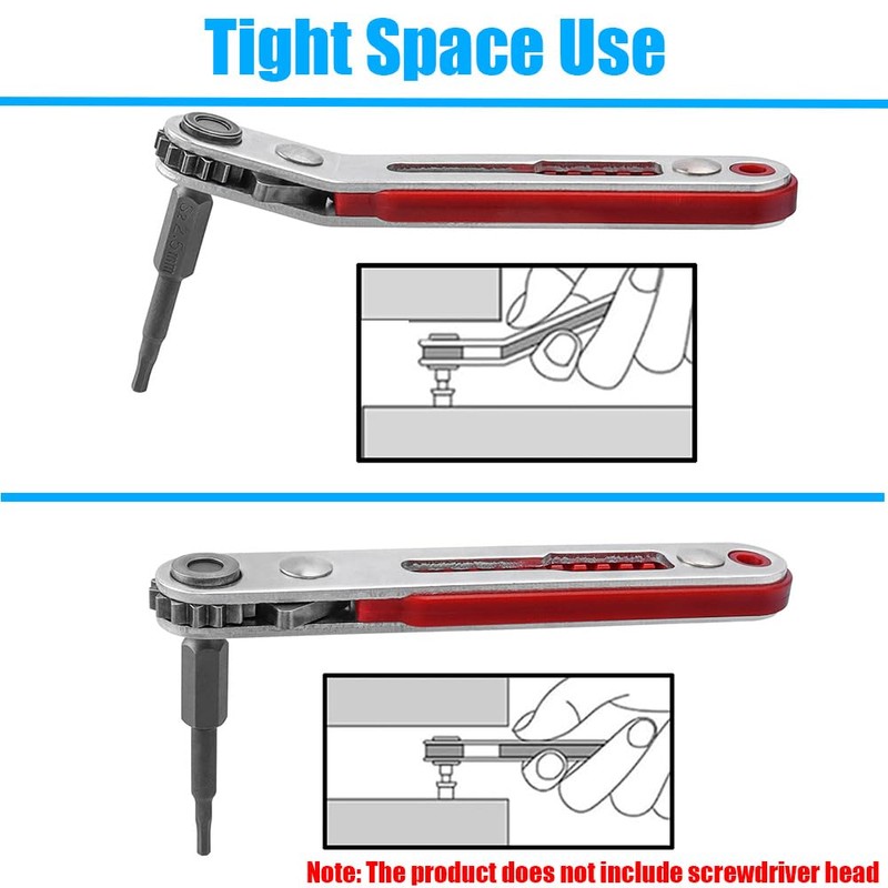 Yakamoz 2Pcs Mini Ratchet Wrench Screwdriver Set, 1/4 Inch Hex