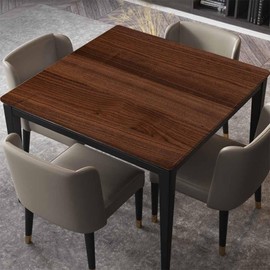 Square Fitted Tablecloth with Elastic Edge Wood Grain Table Cloth Cover Walnut Wooden Tablecloths Wipeable Cloths for Outdoor Indoor Kitchen Decor, Fit for 42"x42" Tables, Style 7