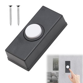 Doorbell Button Wired Door Bell Button Wired Bell Push Universal Wired Doorbell Push with 2Pcs Screws Weatherproof Plastic Door Bell Push Fits Most Doorbell Chimes for Home Garage Warehouse (Black)