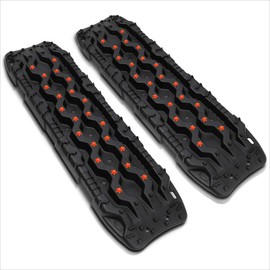 2 Pcs Emergency Tire Traction Mats,Recovery Rescue Board Traction Track | for Off-Road Mud, Sand,Snow (Black/Orange)