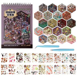 3D Scene Sticker Book for Adults: 51 Set DIY Creative Miniature House Stickers for Women Teenager Friends Make Your Own Fun Cartoon Reusable Scenery Sticker Birthday Gifts Home Travel Activities