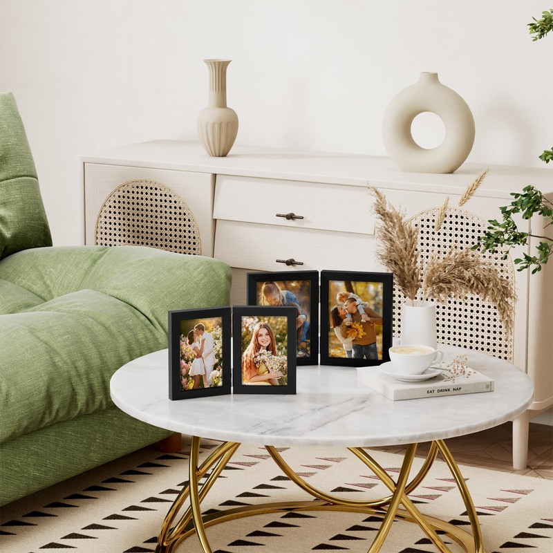 Vittanly 5x7 Double Picture Frame, Hinged 2 Opening MDF Photo