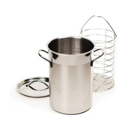 RSVP International Endurance Kitchen Cookware Collection Stainless Steel Asparagus Steamer Pot & Lid with Chromed Steel Basket Insert, 3 Quart Capacity, 5.5" Diameter