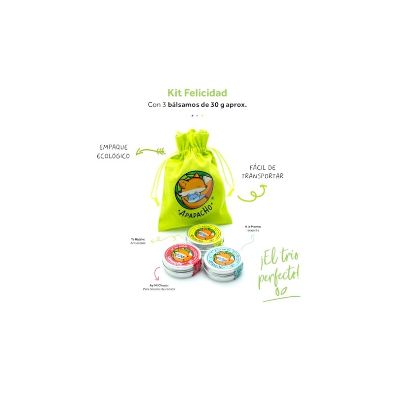 Apapacho Bálsamos - Kit Felicidad (3 bálsamos de 30gr c/u)