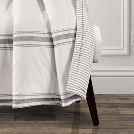 Lush Decor Farmhouse Stripe Reversible Throw, Single, 50" W x 60" L, Gray - Throw Blanket For Bed - Soft Blanket - Couch Throw - Rustic Farmhouse Decor