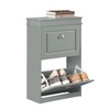 Haotian Small Shoe Cabinet, Grey 2 Flip Drawers Freestanding Shoe
