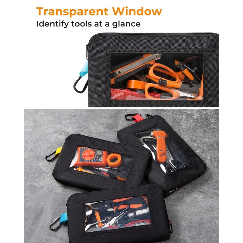 Foxrino 3 Pack Tool Pouch Zipper Bag, Heavy Duty Small