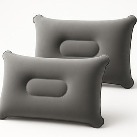 JR QualityProduct 2 Pack Inflatable Camping Pillows – Lightweight Travel Neck Cushions for Fishing, Beach, Inflatable Blow up Pillows for Camping Holidays, Fishing and Travel Comfort. (Grey)