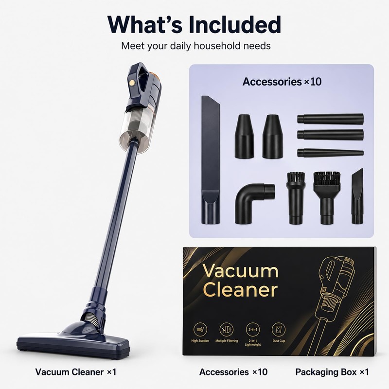 Cordless Vacuum & Blower, Handheld Stick Vacuum with Accessories Tools