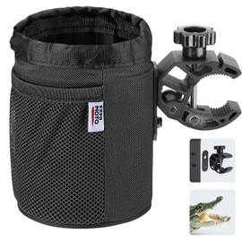 KEMIMOTO Motorcycle Cup Holder, Oxford Fabric Motorcycle Drink Holder with 0.6"-1.5" Alligator Clamp, Universal Water Bottle Cup Accessories for Bike, ATV/UTV, Scooter, Boat, Walker
