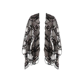 BABEYOND 1920s Shawl Wraps Gold Sequined Shell Evening Cape Wedding Bridal Shawl Scarf (Black with Gold Sequins)