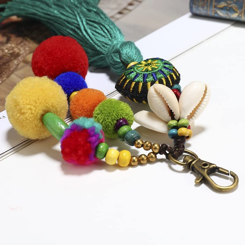 CENPEK Shell Beads Tassel Bag Charm Pendant Bohomia Keyring for