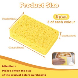 XINGSUI Pack of 6 All-Purpose Sponge, Dirt Eraser, Universal Cleaning Sponge, Kitchen Sponge, Double-Sided Cleaning Sponge (Square Dishwashing Sponge)
