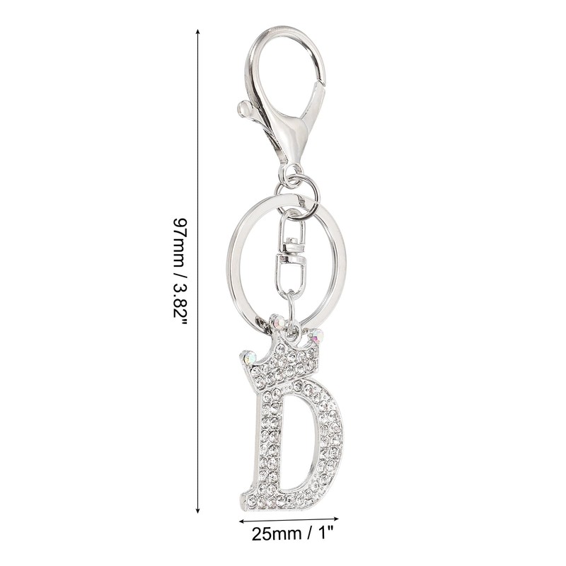 [PATIKIL] Initial Letter Key Chain Crystal Diamond Decorated Letter D