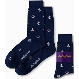 AUSCUFFLINKS Sailor Anchor Socks for Him | Sailing Yacht Race Sock | Boat Boating Sail Prezzie for Him | Yachting | Work Socks for Him | Bday Present for Guys (Sailor Anchor)