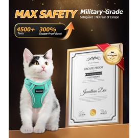 Halypet Cat Harness and Leash Set [MAX Safety 4th-Gen Upgrade] Escape Proof Adjustable Cat Leash Comfortable Soft Vest Easy to Wear Kitten Harness with Reflective Strip for Cats Walking, XS Green