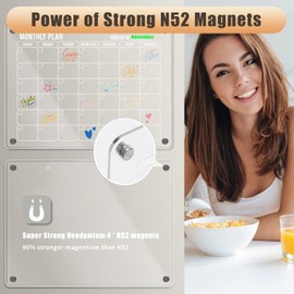 Homyaco Acrylic Calendar for Fridge, 16'' x 12'' Clear Magnetic Calendar for Refrigerator, Memo Mate for Fridge, Memo Dry Erase Board, Adhesive Calendar for Wall, Family Planner