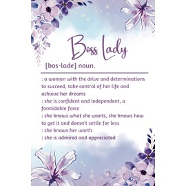 Boss Lady Definition Journal: 6'' x 9'' Blank Lined Notebook, Best Boss Lady Gifts, Purple Flower Cover