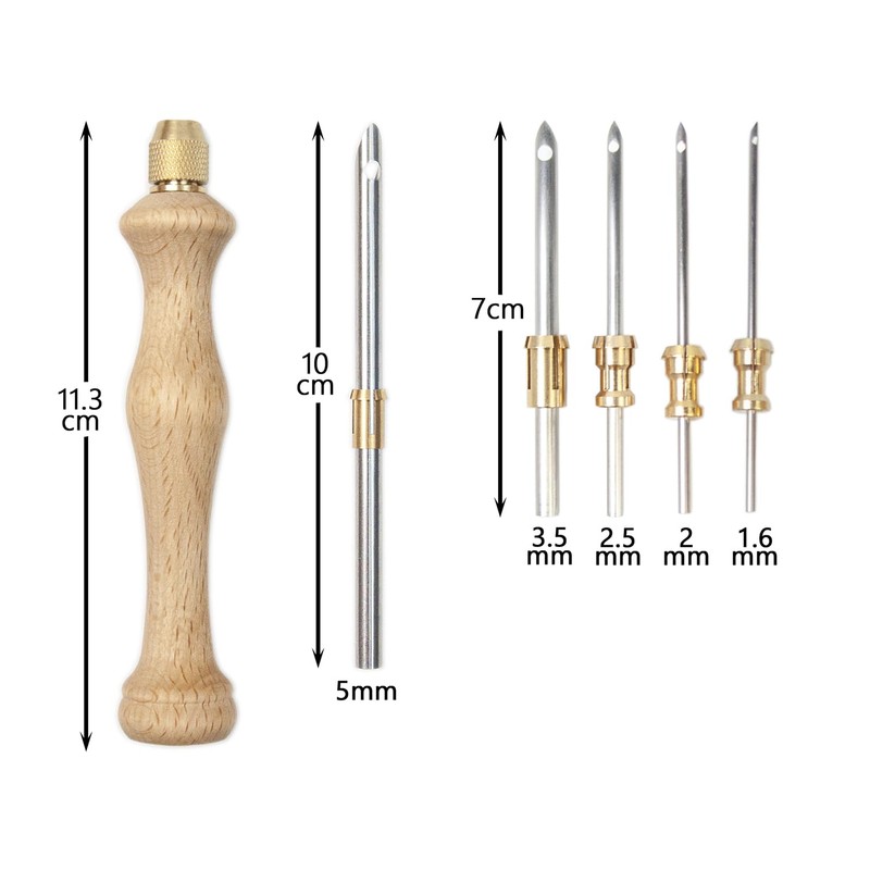 Lampstop Punch Needle Kit 1.6mm-2mm-2.5mm-3.5mm-5mm Metal Tubes Wooden Punch Needle