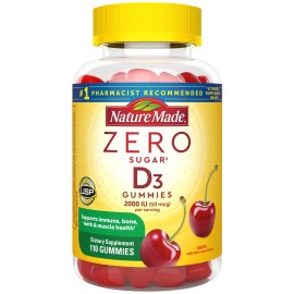 Nature Made Zero Sugar Vitamin D3 Gummies, Sugar Free Gummies, 110 Count