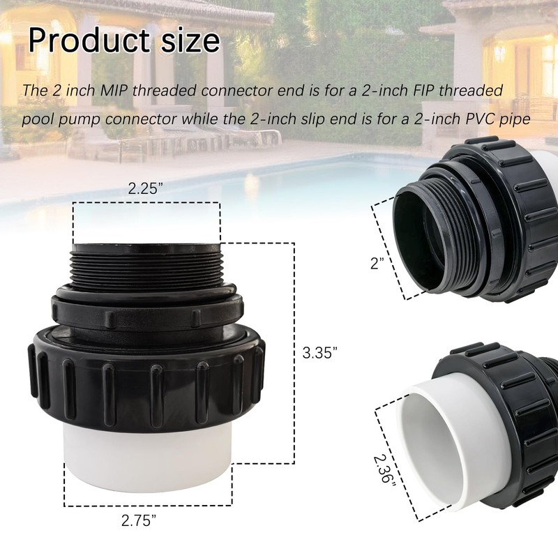 4 Pack 2 Inch Hi Temp Unions, 2" MIP x