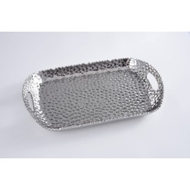 Pampa Bay Millenium Titanium-Plated Porcelain Rectangular Tray with Handles, 19 X 11.5 X 3in
