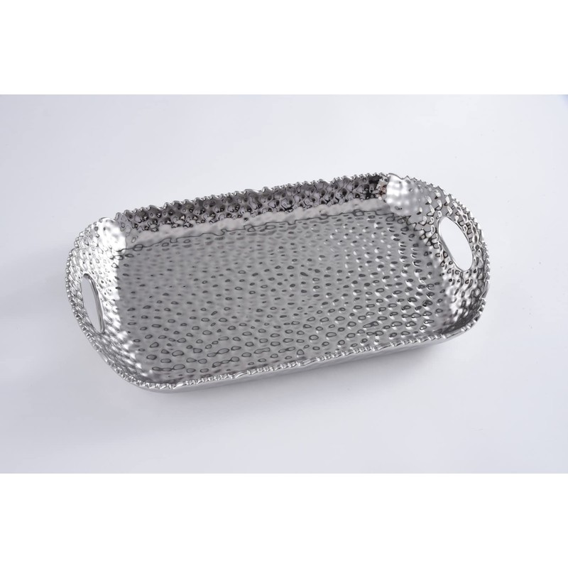 Pampa Bay Millenium Titanium-Plated Porcelain Rectangular Tray with Handles, 19