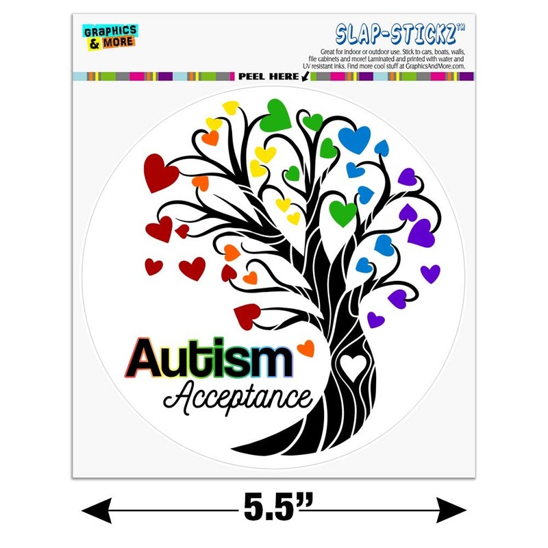 Autism Acceptance Tree of Life with Hearts Automotive Car Window