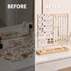 Metal Jewelry Organizer Stand with Wooden Tray, Multi-Tier Earring, Necklace,