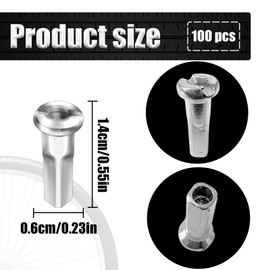 HAIKING Bike Spoke Cap, 100 PCS Bicycle Spoke Nipples Fit for 14 g/2 mm Mountain, Road Bicycles (14mm/0.55in)