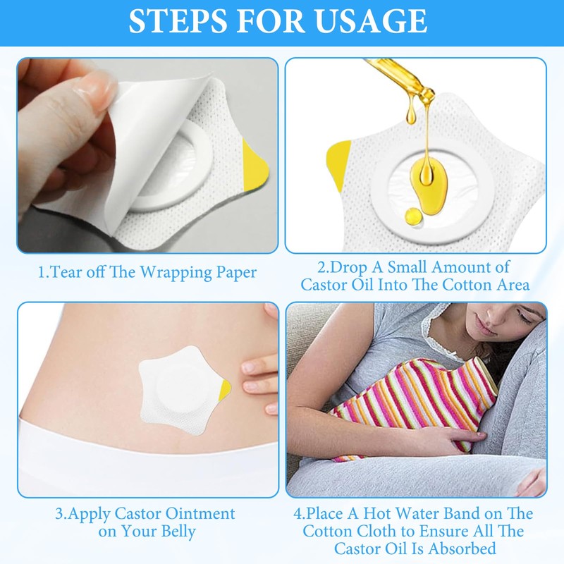 50 Pcs Castor Oil Pack Wrap Kit Castor Oil Patches