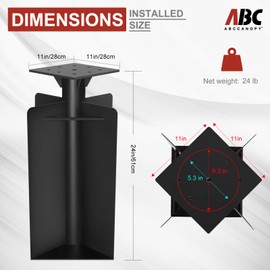 ABCCANOPY Patio Umbrella Base - 24lb In Ground Umbrella Base Outdoor Heavy Duty Cantilever Umbrella Holder Offset Base for Lawn, Poolside, Garden (Black)