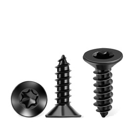 100 PCS #6 x 1/2" Flat Head Torx/Star Wood Screws, 18-8 (A2) Stainless Steel, Full Threaded & Black Coated for Durability, T15 Drive Bit Included, No.6 X 0.47 Length Multipurpose Screw by TPOHH