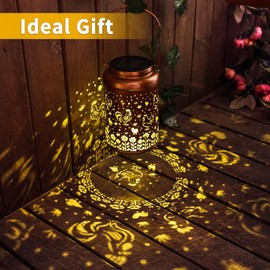 Chicken Solar Lanterns Outdoor Hanging Waterproof Solar Lights Chicken Gifts for Women Mom Grandma Outside Metal Decoration for Garden, Porch, Lawn,Yard, Patio, Landscape