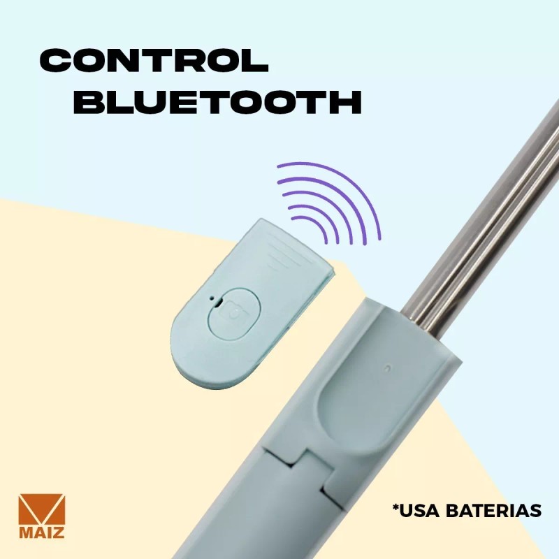 Maíz Baston Selfie Stick Tripie Luzled Control Remoto Bluetoth