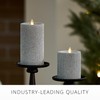 Luminara Brilliant Silver Glitter Ribbed Flameless LED Candle Moving Flame