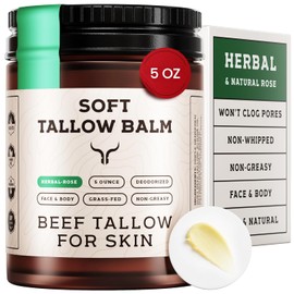 Ancestral Haven Sarga de ternera para la piel, bálsamo de hierba seca y herbácea para la cara, caja lista para regalo, hidratante facial de calvicie, bálsamo de sebáceo, loción de crema facial de hierba alimentada con hierba (5.0 onzas, rosa herbal)