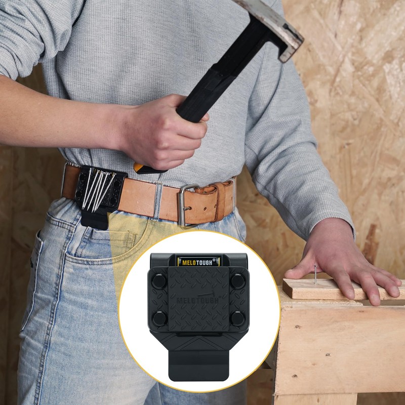 MELOTOUGH Magnetic Belt Clip Strong Magnetic Tool Holder for Screws,Nails,Hammer,Wrench,Screwdriver,Pliers,Sockets,Trowel