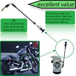 Vexillaris 27490-04 27465-04 Carburetor Choke Cable Compatible with Harley Davidson Dyna Electra Glide Fatboy Softail Sportster 883 1200 Motorcycle With CV40 Carburetor
