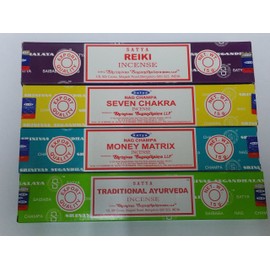 Satya Incense Sticks Set of 4 -- Traditional Ayurveda, Money Matrix Reiki, Seven Chakra By Sterling Effectz