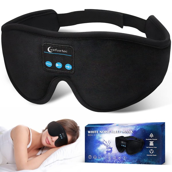Sleep Mask Bluetooth Headphones, 3D Sleep Eye Mask with White Noise Machine, Wireless Music Weighted Sleep Headphones for Side Sleepers Insomnia Meditation Travel, Cool Gadgets for Women Man, Black…