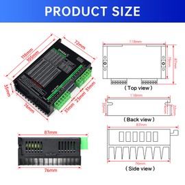 RATTMMOTOR DM556S Stepper Motor Driver MAX 6A CNC Digital Stepper Motor Controller 200-51200 Micro-Step Resolution, 20-50VDC, Drive 4,6,8-Wire 2-Phase Stepper Motor for CNC Router Engraving Machine