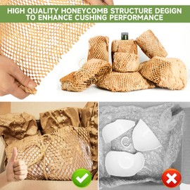 NAPALOOK Honeycomb Packing Paper Wrap 15''x20520" (1710 ft), Substitute Alternative for Bubble Cushioning Wrap for Moving Shipping Packaging, Recyclable Moving Supplies with 48 Fragile Sticker Labels