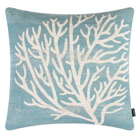 TRENDIN Coral Couch Pillow Cover 18X18 Sea Marine Decor Square Linen Cushion Case Sofa Home Decorations Blue PL1054TR
