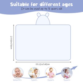 Baby Bath Towel Hooded 100% Cotton Super Soft and Absorbent Large Size 70 x 140 cm Baby Essentials Bath Towel for Newborns, Toddlers, Boys and Girls