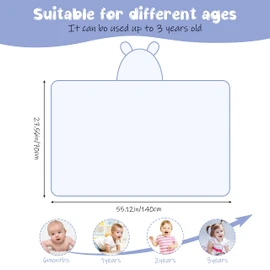 Baby Bath Towel Hooded 100% Cotton Super Soft and Absorbent Large Size 70 x 140 cm Baby Essentials Bath Towel for Newborns, Toddlers, Boys and Girls