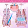 Girls Rolling Backpack, 3PCS Womens Roller Bookbag with Lunch Bag