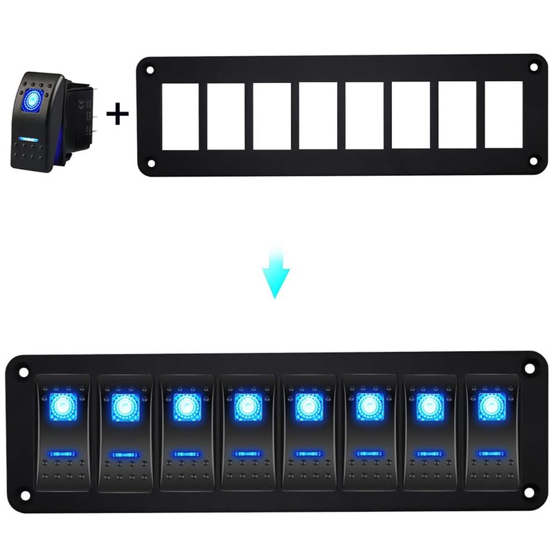 HOKAAER 8 Way Marine Boat Rocker Switch Panel Housing Holder,