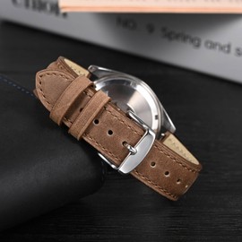 Anbeer Genuine Leather Watch Straps Quick Release Crazy Horse Leather Watch Straps for Men and Women, 19 mm, No gemstone