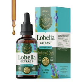 HERBAMAMA Lobelia Tincture - Vegan Lobelia Leaf Extract for Lung Detox & Cleanse - Respiratory Lung Support Drops - Non-GMO, Alcohol & Sugar-Free Respiratory Support Supplement